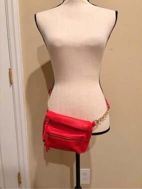 Red Crossbody Belt Bag - Women's Convertible Waist Pack